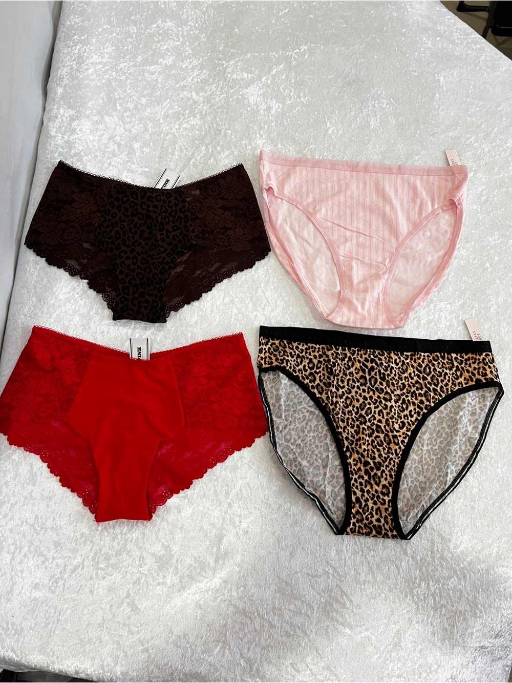 Victoria's Secret & Pink Lot Of Four Underwear Panties Brief Size Medium Lace